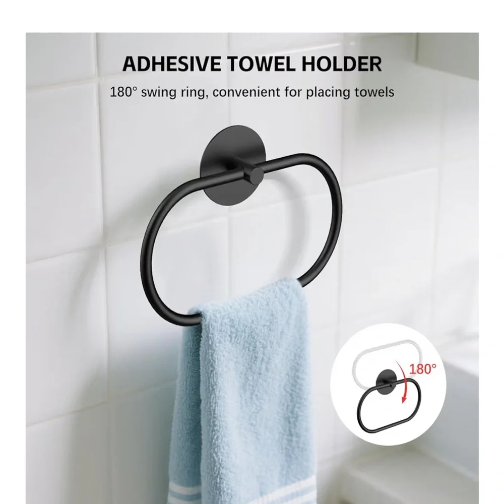 Black Oval Towel Holders Set